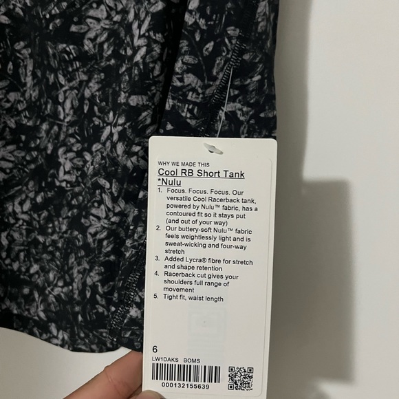 NWT Lululemon Cool Racerback Short Tank Nulu. Size 6 - Picture 3 of 3